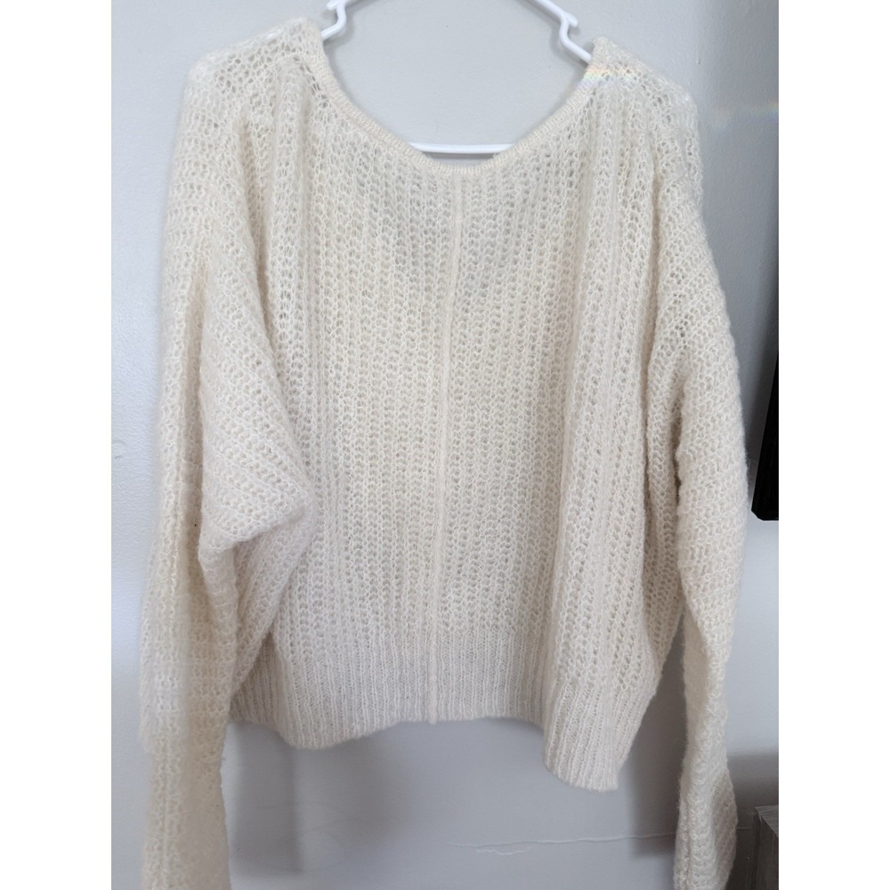 Free People Moonbeam Alpaca Sweater V Neck Oversized Lightweight Slouchy Size S - Picture 5 of 6